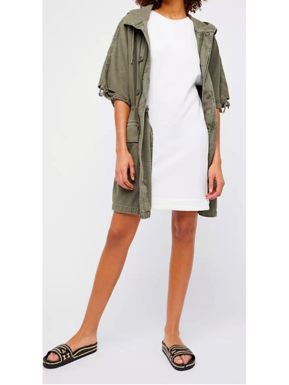 Free People Reworked Army Jacket in Olive Green - Size M